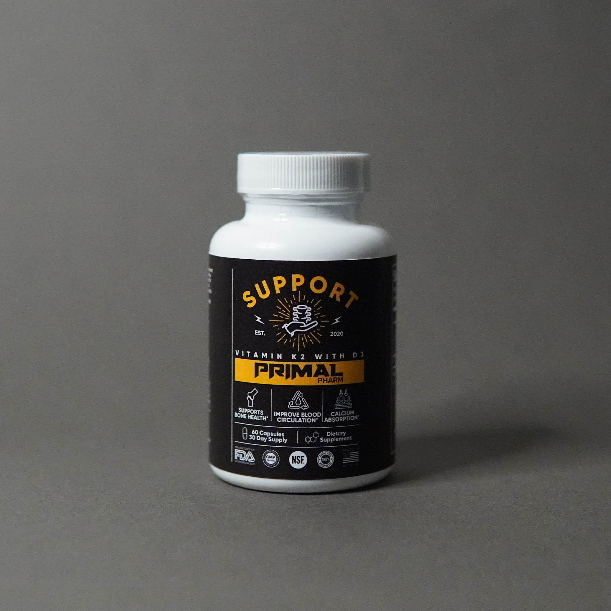 Vitamin K2 + D3 & BIOPERINE® | SUPPORT® | Primal Pharm